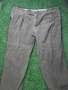 George Foreman Men's Brown Corduroy Pleated Trousers Size 48x32